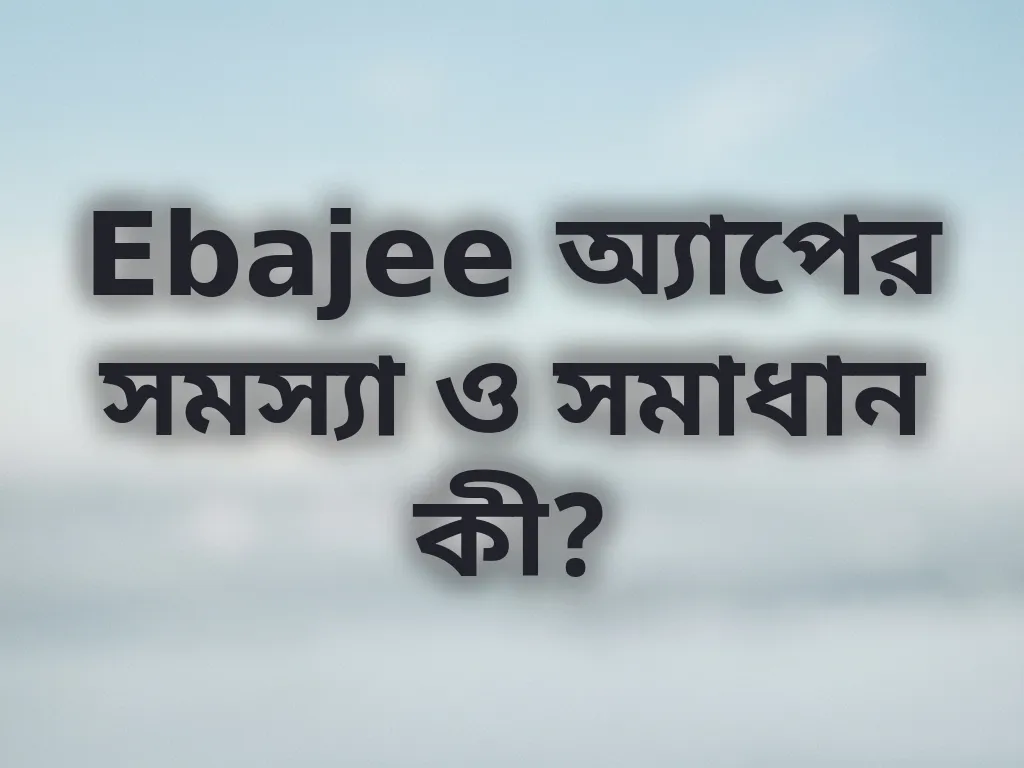 Ebajee অ্যাপের সমস্যা ও সমাধান কী?
